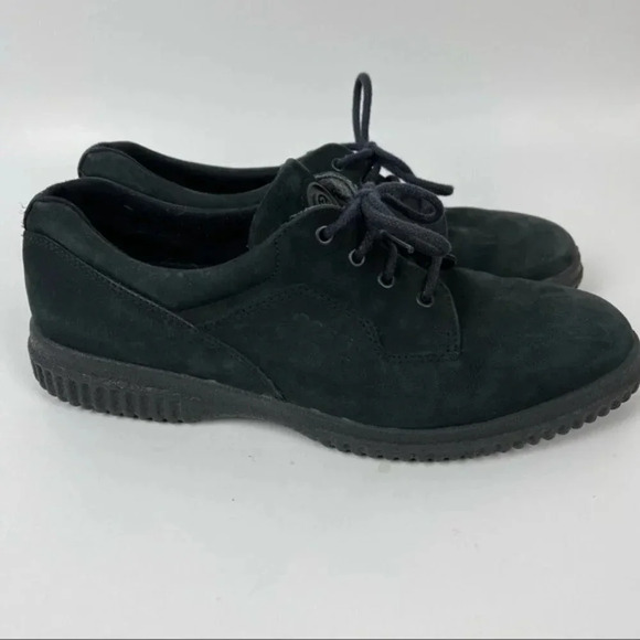 ECCO Soft Black Suede Lace Up Sneakers Sz 41 - Picture 2 of 7